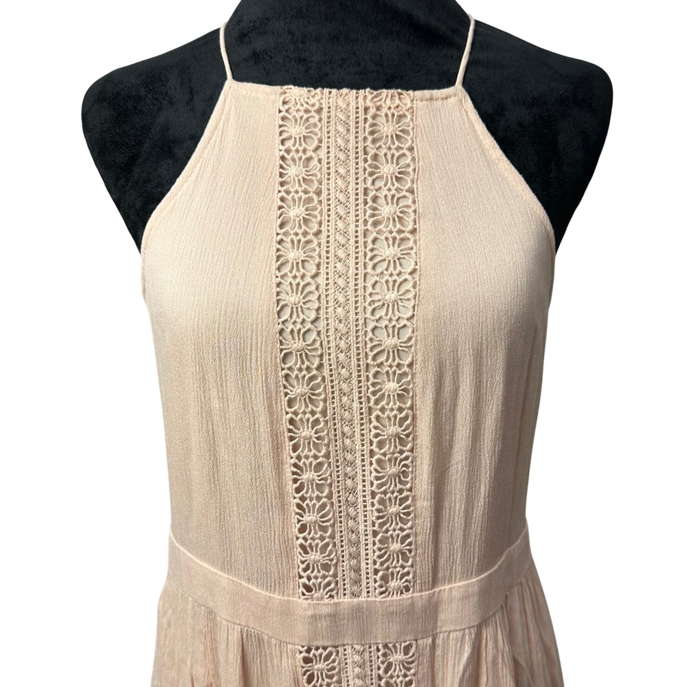 Altar State Dusty Rose Pink Crochet Lace Halter Maxi Dress Boho Beach Vacation S - Picture 6 of 13